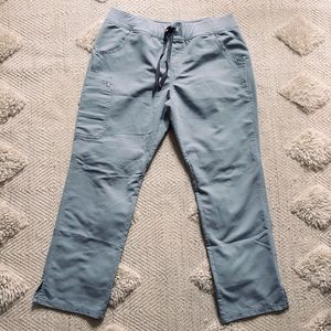 Figs women’s scrub pants in Dusty Blue in Size Large. Discontinued color.